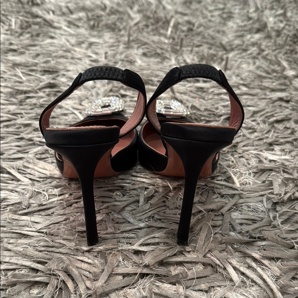 Amina Muaddi Camelia Silk Crystal Halter Pumps - Picture 4 of 5